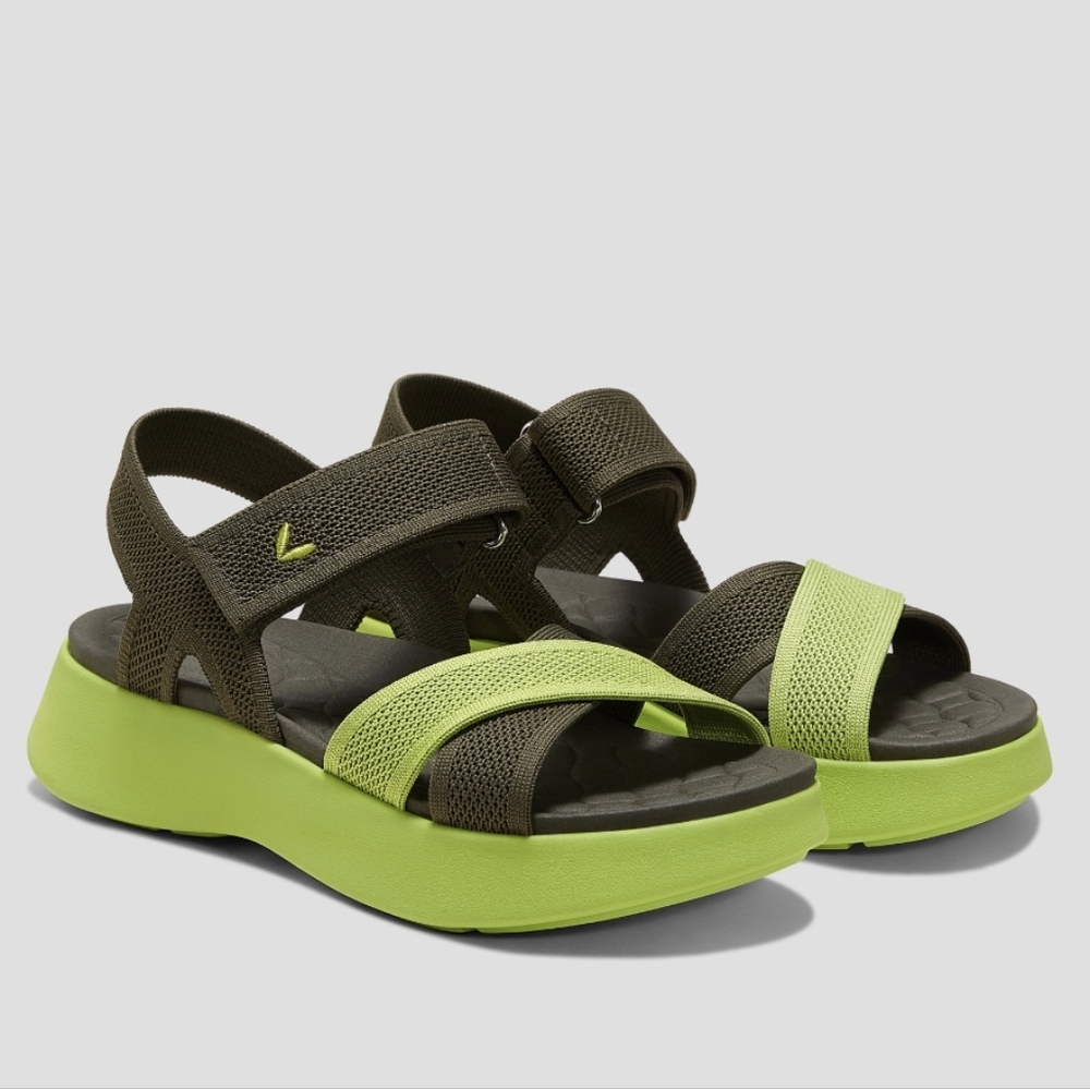 VIVAIA Kiara Sport Sandals in the Camo Green/Lime colorway